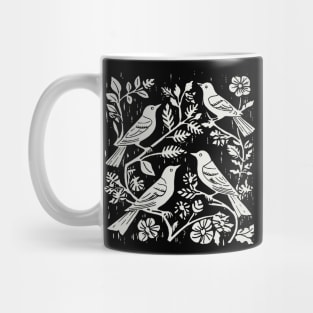 Lino Cut Bird Mug